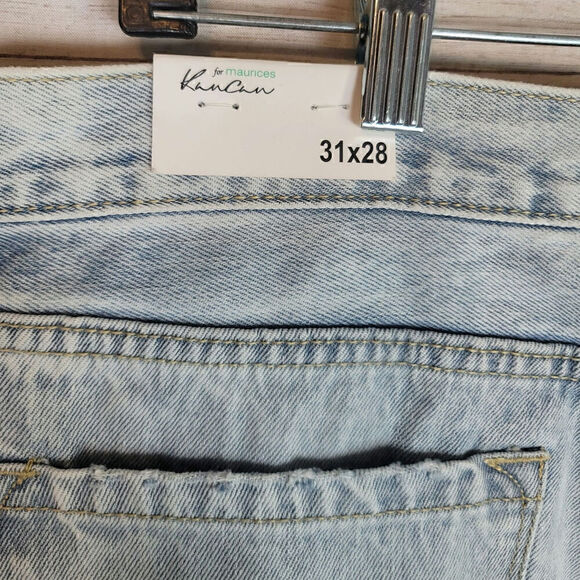 KANCAN HIGH RISE DISTRESSED BOYFRIEND LIGHT WASH JEANS, SZ 31x28 - Picture 6 of 15